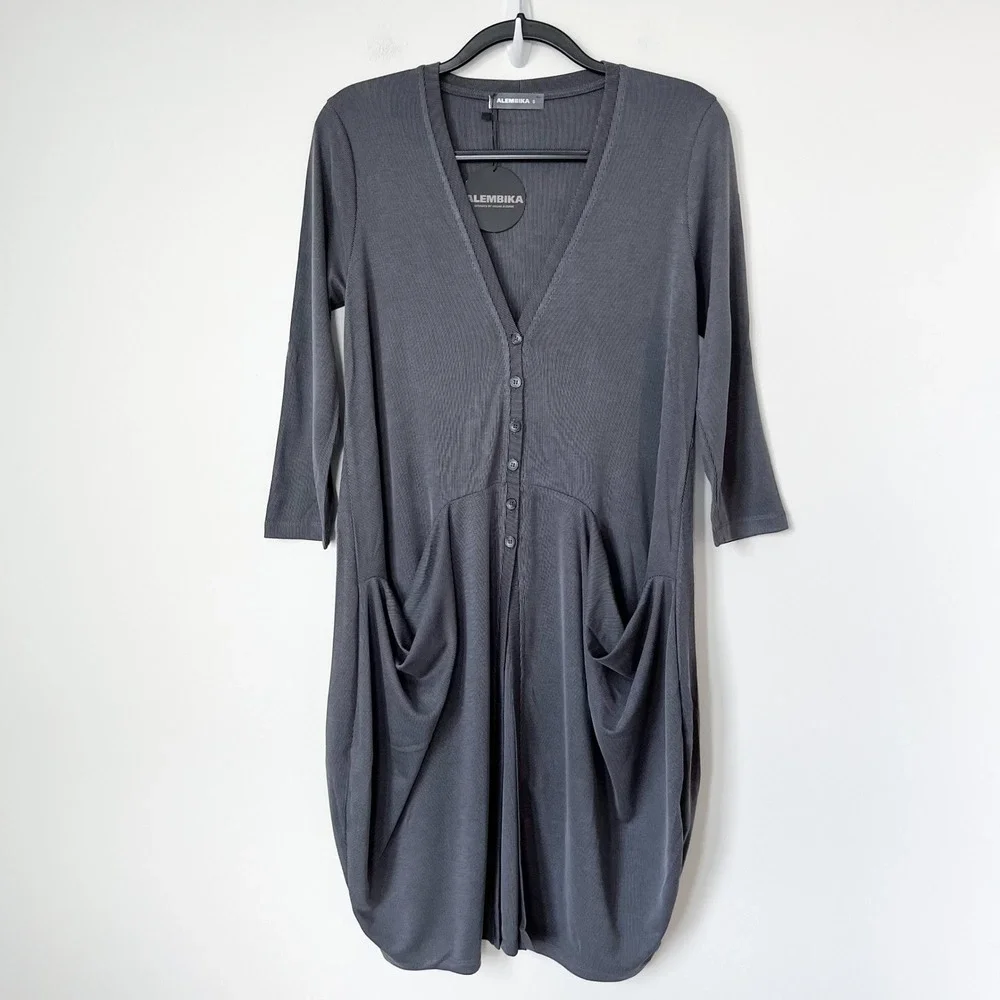 NEW‎ Alembika Essential Draped Cocoon Jacket Grey Womens 4-6
